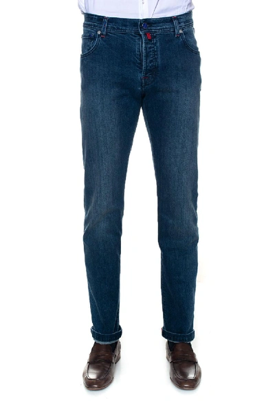Shop Kiton 5 Pocket Denim Jeans In Medium Denim