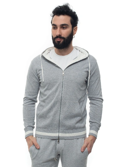 Shop Luigi Borrelli Sweatshirt With Hood In Grigio-bianco
