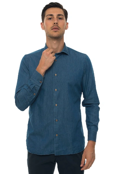Shop Luigi Borrelli Casual Shirt In Denim Blu