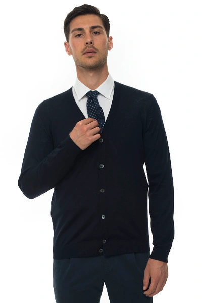 Shop Hugo Boss Cardigan With Buttons In Blue