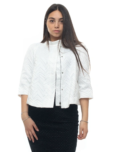 Shop Emporio Armani Short Jacket White Cotton Woman