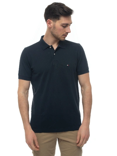 Shop Tommy Hilfiger Short Sleeve Polo Shirt Blue Cotton Man