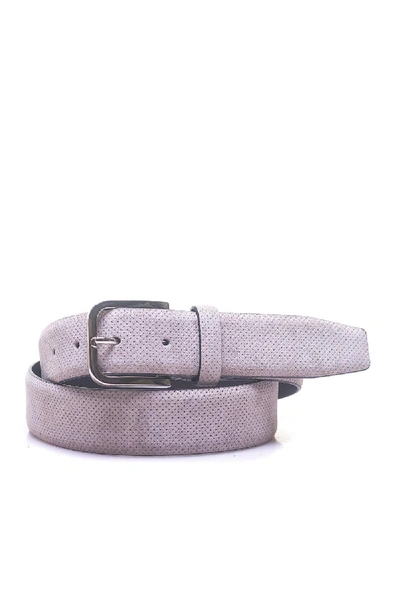 Shop Canali Leather Belt In Beige
