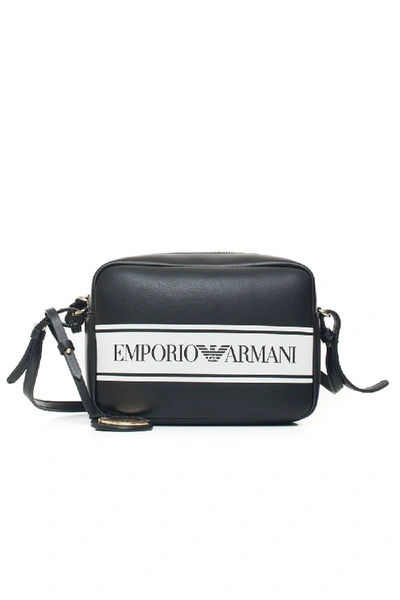 Shop Emporio Armani Small Shoulder Strap Bag Black Polyurethane Woman