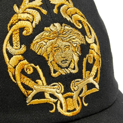 Shop Versace Embroidered Medusa Cap In Black