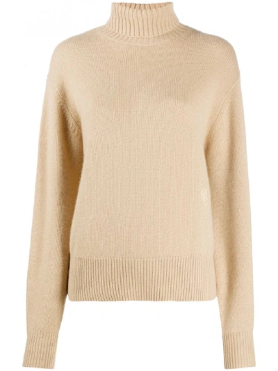 Shop Chloé Cashmere Turtleneck Sweater In Beige