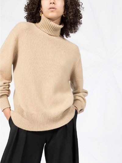 Shop Chloé Cashmere Turtleneck Sweater In Beige