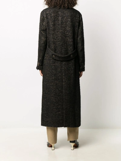 Shop Uma Wang Knitted Loose Fit Double-breasted Coat In Brown