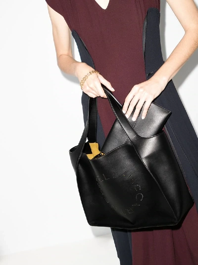 Shop Stella Mccartney Black Faux Leather Tote Bag