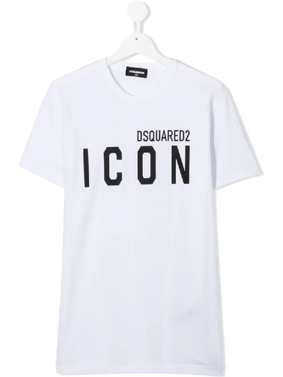 Dsquared2 Teen Logo-print Cotton T-shirt In White