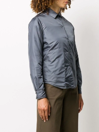 Shop Aspesi Padded Curved Hem Shirt Jacket In Grey