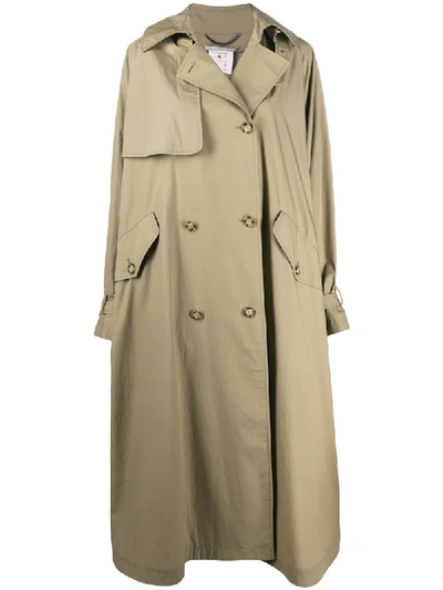 Shop Stella Mccartney Oversized Double-breasted Trench Coat In Green