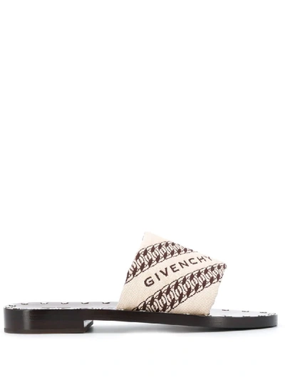 GIVENCHY LOGO-PRINT STUDDED SANDALS 