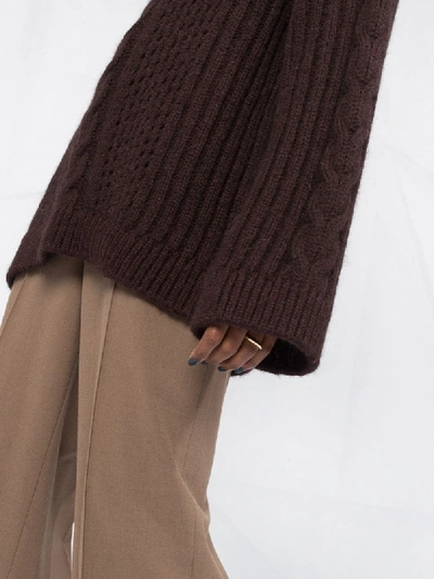 Shop Nanushka Oversized Cable-knit Jumper In Brown