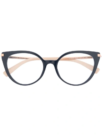 Shop Valentino Rockstud Round-frame Glasses In Blue