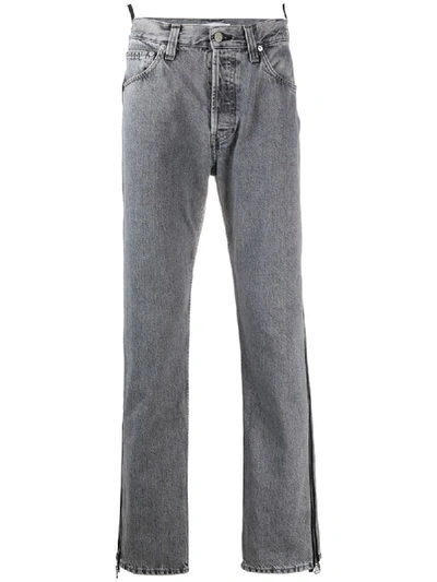 Helmut Lang Masc Hi Side Zip Straight Leg Jeans In Concrete Stone