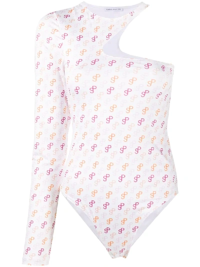 SAKS POTTS MONOGRAM ONE-SHOULDER TOP 
