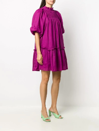 Shop Sea Ruched Shift Mini Dress In Purple