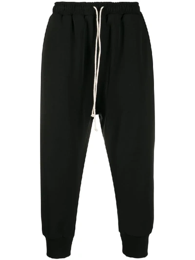 Shop Alchemy Cropped Dropped-crotch Track Trousers In Black