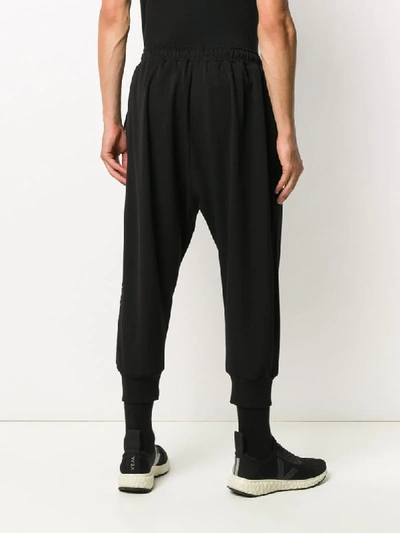 Shop Alchemy Cropped Dropped-crotch Track Trousers In Black