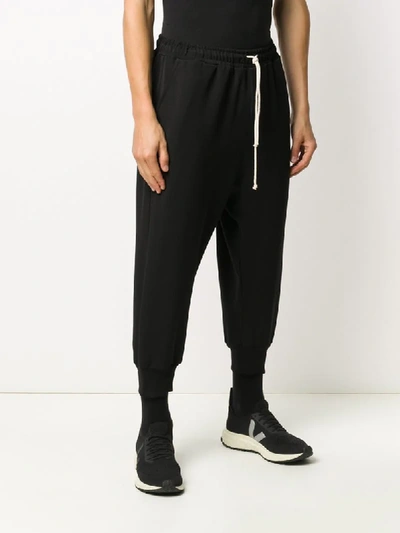 Shop Alchemy Cropped Dropped-crotch Track Trousers In Black