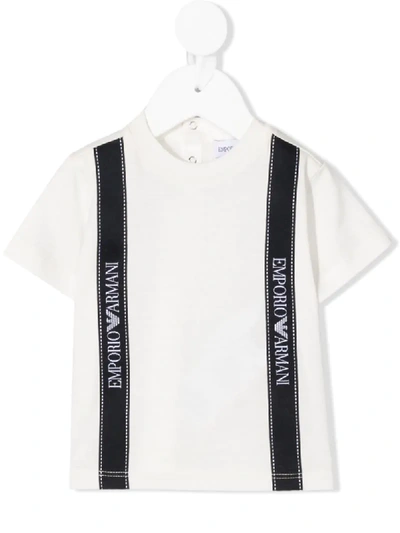 Shop Emporio Armani Logo Print Cotton T-sirt In White