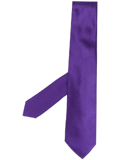 Shop Kiton Silk Tie In Purple