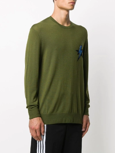 NEIL BARRETT LIGHTNING BOLT INTARSIA SWEATER 