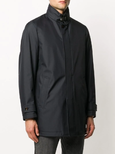 Shop Moorer Stand-up Collar Windbreaker Coat In Blue