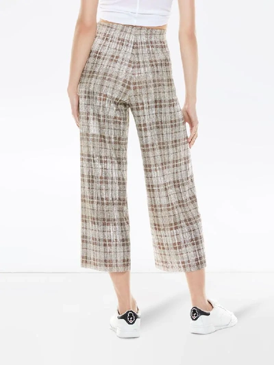 Shop Alice And Olivia Elba Checked Wide-leg Trousers In Brown