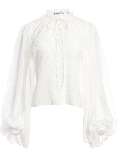Shop Alice And Olivia Julius Diamond Pattern Blouse In White