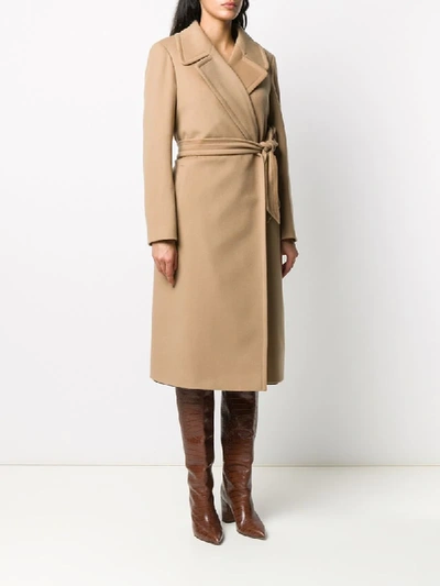 Shop Tagliatore Long Sleeve Belted Trench Coat In Neutrals
