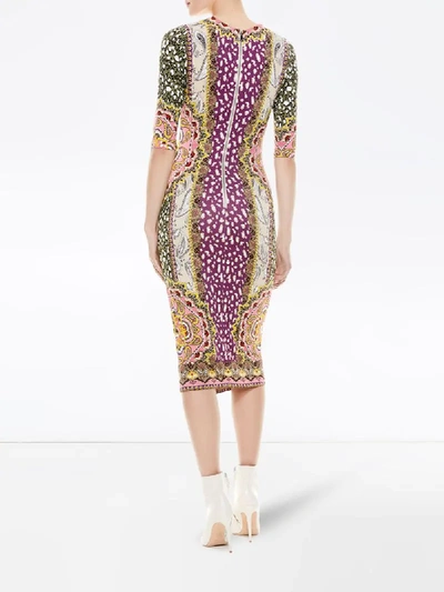 Shop Alice And Olivia Delora Patchwork Midi Dress In Multicolour