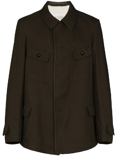 Shop Maison Margiela Button-up Military Jacket In Green