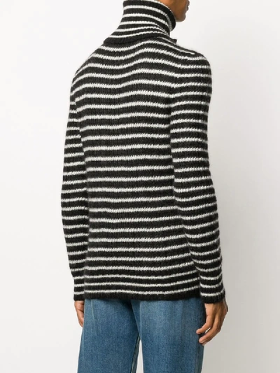 Shop Saint Laurent Horizontal-stripe Roll-neck Jumper In Black