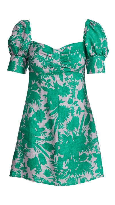 Shop Alexis Pilou Dress In Emerald Botanical