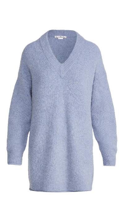 Shop Acne Studios Keandra Fluffy Alpaca Sweater In Dusty Blue