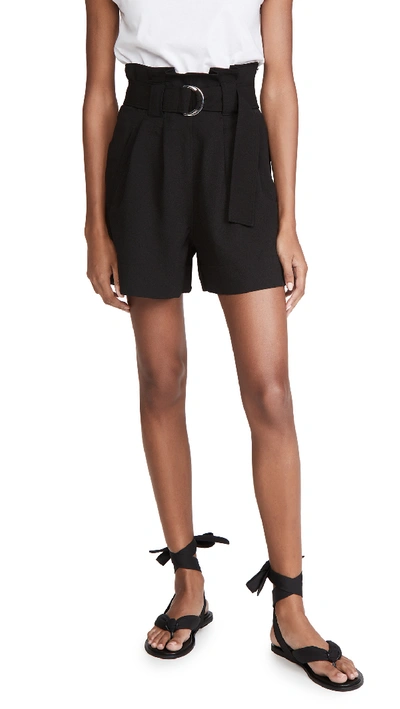 Shop Ganni Heavy Crepe Shorts In Black