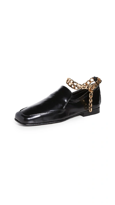 Shop By Far Nick Chain Anklet Loafers In Black