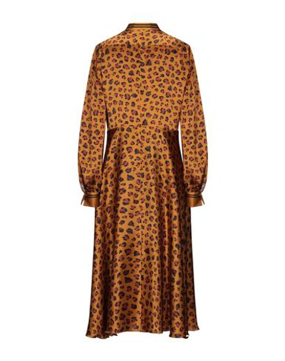Shop Caliban Woman Midi Dress Ocher Size 6 Silk, Acetate, Polyester In Yellow