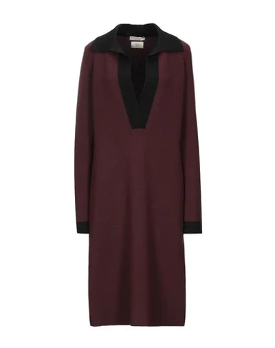 Shop Bottega Veneta Woman Midi Dress Burgundy Size 4 Cashmere, Viscose, Polyamide, Polyester, Eco Polyest In Red