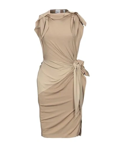 Shop Burberry Woman Midi Dress Sand Size 6 Silk, Elastane In Beige