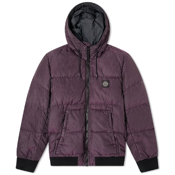 Stone Island Burgundy Logoed Down Jacket Fw In Purple Modesens