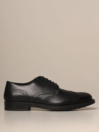 Shop Tod's Derby In Leather With Brogue Motif In Black