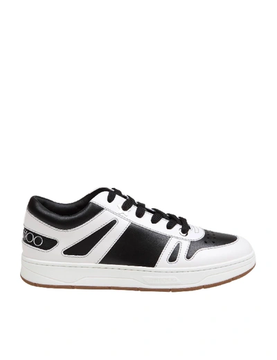 Shop Jimmy Choo Hawaii / M Leather Sneakers In Black/white
