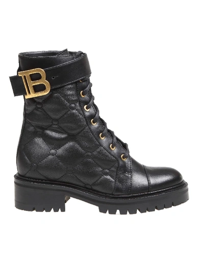 Shop Balmain Ranger Boot In Black Leather