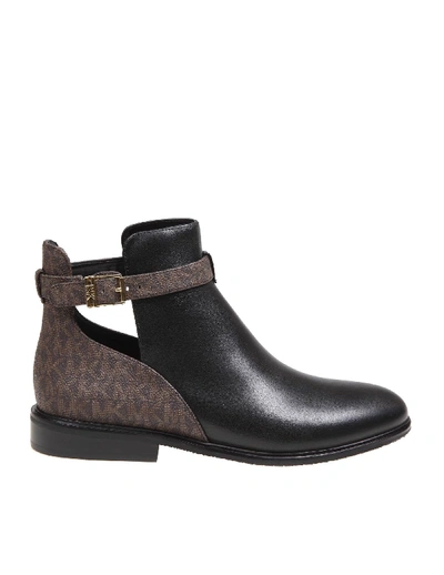 Shop Michael Kors Lawson Leather Ankle Boot In Black/brown