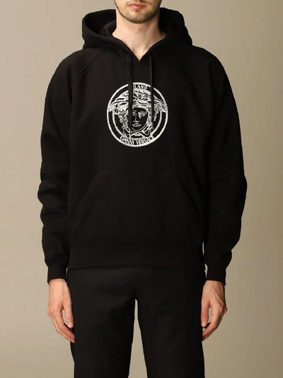 Shop Versace Hooded Sweatshirt With Medusa Logo In Black