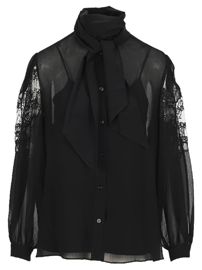 Shop Givenchy Scarf Collar Shirt In Black