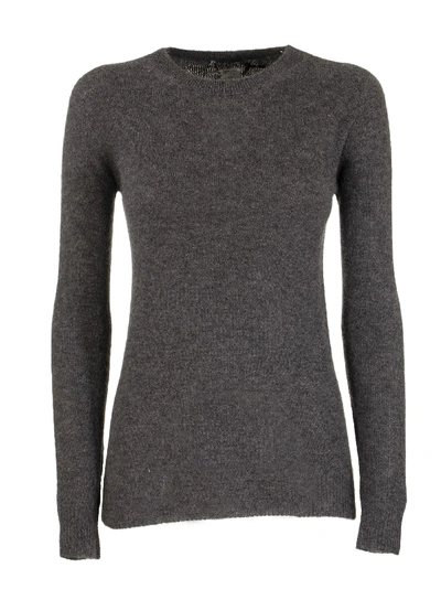 Shop Agnona Cashmere And Silk Crewneck In Grey